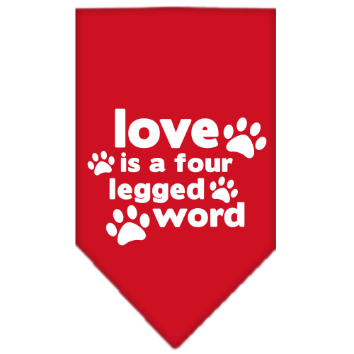 Love is a Four Leg Word Screen Print Bandana Red Large